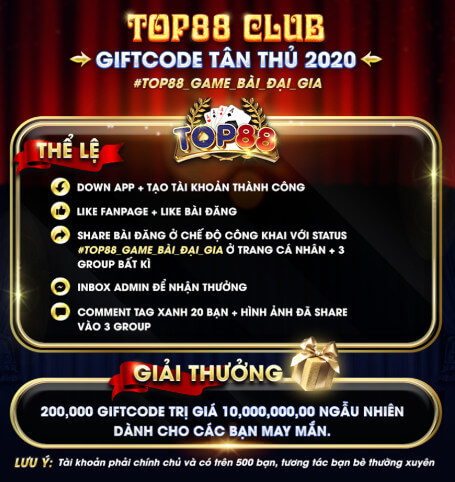 Top88 Code 50K là gì? Có dễ nhận không? Nhà cái Top88 Club liệu còn có Giftcode nào khác? Hãy cùng kênh Đổi Thưởng Hot tìm hiểu vấn đề này.