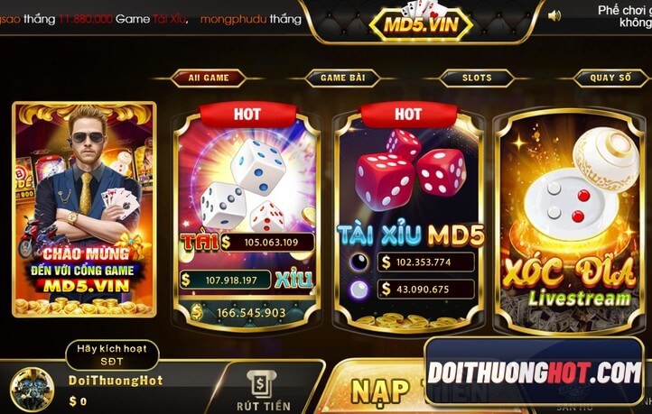 Tài xỉu Md5 Vin đang là cổng game bài rất Hot tại Việt Nam. Cùng Đổi Thưởng Hot tìm hiểu xem game Md5 online có gì? Việc giải mã Md5 tài xỉu có dễ như lời đồn?