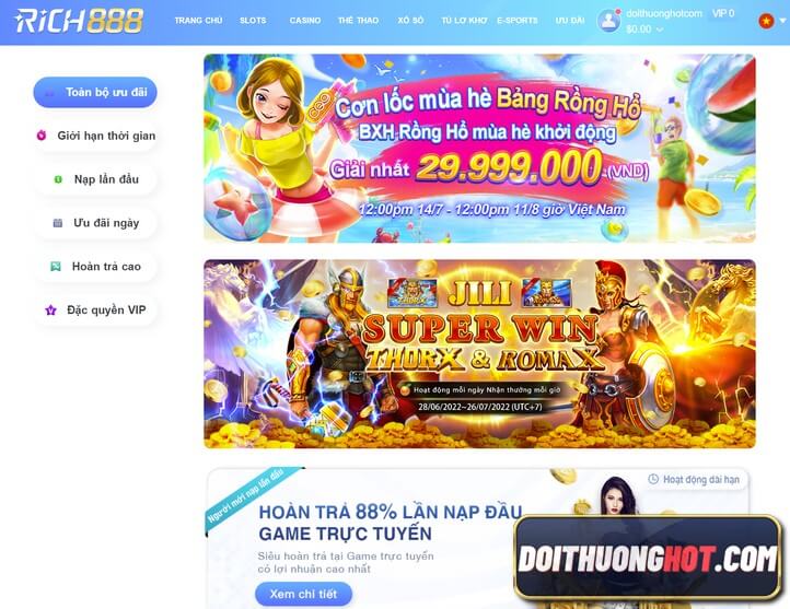 Rich888 Casino hiện đang nổi đình đám trong giới game bài. Cùng kênh Đổi Thưởng Hot đăng nhập Rich888 Bet, tải Rich888 app và đánh giá chi tiết cổng game này.