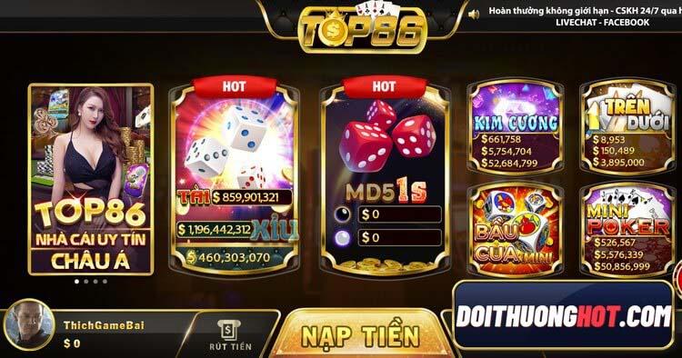 Top86 là cổng game bài có khá nhiều trò chơi mới lạ. Cùng kênh Đổi Thưởng Hot đánh giá chi tiết Top86 Fun xem có gì? Link ttải op 86 club ở đâu uy tín?