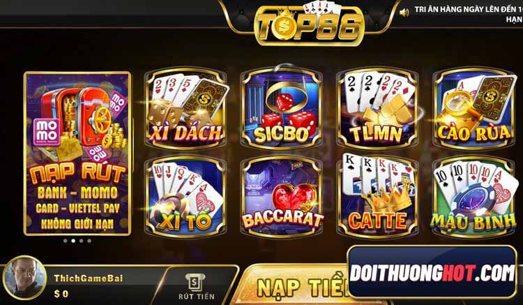 Top86 là cổng game bài có khá nhiều trò chơi mới lạ. Cùng kênh Đổi Thưởng Hot đánh giá chi tiết Top86 Fun xem có gì? Link ttải op 86 club ở đâu uy tín?