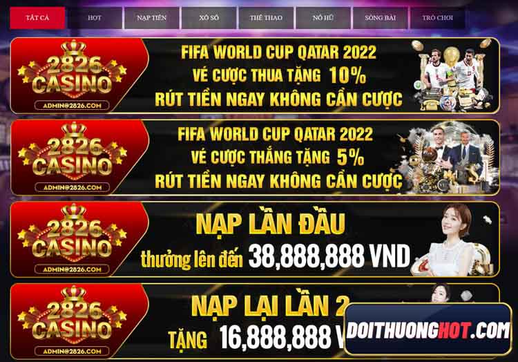 2826 casino là nhà cái bóng đá với sự hỗ trợ, liên kết từ nhiều nguồn uy tín. Cùng kênh Đổi Thưởng Hot đánh giá và tìm link tải 2826 casino mới nhất.