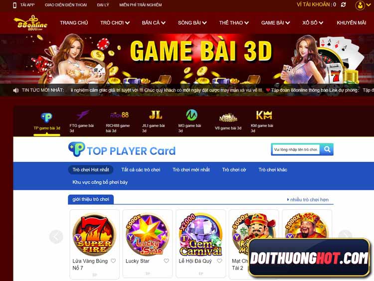 88 Online Casino là nhà cái bóng đá rất thịnh hành hiện nay. Vậy game 88 online có gì? Link tải 88online mới nhất ở đâu? Hãy tìm hiểu cùng kênh Đổi Thưởng Hot!