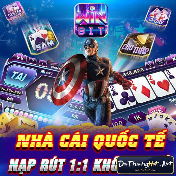 WinBit là nhà cái game bài đổi thưởng hàng đầu, có hệ thống bảo mật tuyệt đối và các tựa game hấp dẫn. Trải nghiệm cá cược tại WinBit cùng Đổi Thưởng Hot nhé!