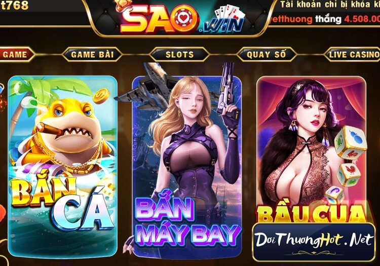 Nhà cái Sao Win - Trải nghiệm đỉnh cao với game bài đổi thưởng và nổ hũ đa dạng. Hấp dẫn, uy tín và an toàn. Khám phá ngay cùng kênh Đổi Thưởng Hot!