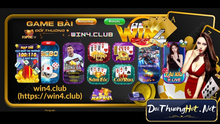 Đánh giá chi tiết nhà cái Win4 Club | Win4 Lat - Uy tín, đa dạng trò chơi và trải nghiệm chuyên nghiệp. Tham gia game ngay để nhận ưu đãi hấp dẫn!